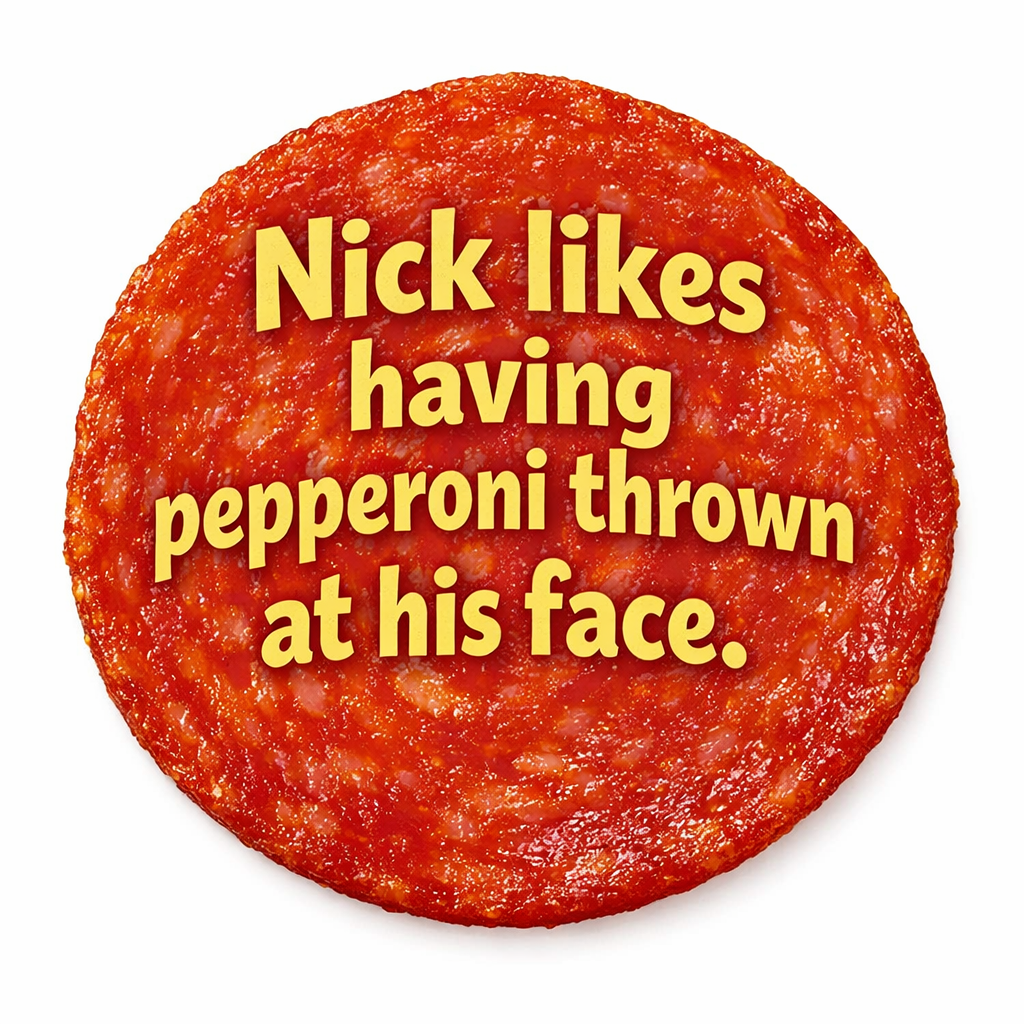 Pepperoni with text inside